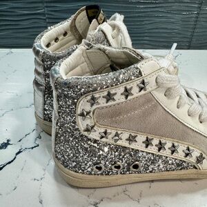 Vintage Havana Ray Silver Glitter Studded Sneaker high top girls size 3